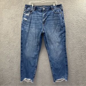 American Eagle Strigid Mom Jean High Rise Straight Leg Raw Hem Women 18 S x 25